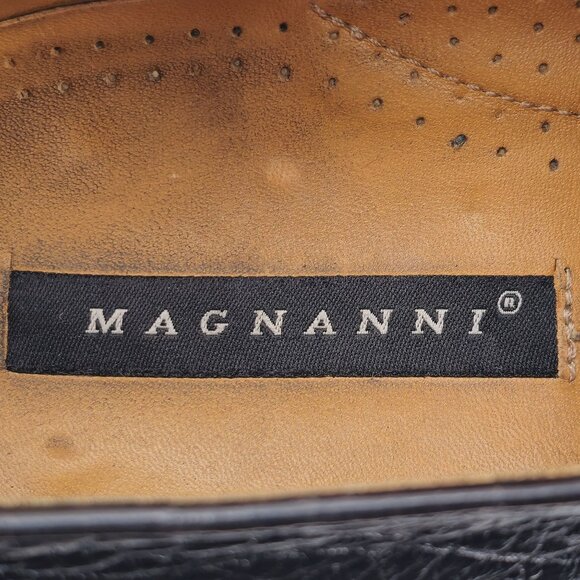 Vintage Magnanni Spain Men 10 Burgundy Black Leather Dress Shoes Wingtip Oxfords - Picture 11 of 11